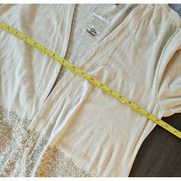Logo Lori Goldstein Cream Embroidered Open Front Cardigan Size M Lightweight - Picture 5 of 8